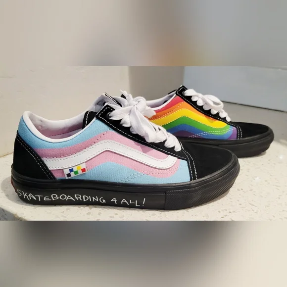 Vans Colorful "Skateboarding 4 All" Rainbow Sneakers | Size 5 - Picture 1 of 7
